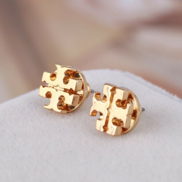 Tory Burch GOLD Small Logo Stud Earrings - Picture 2 of 3